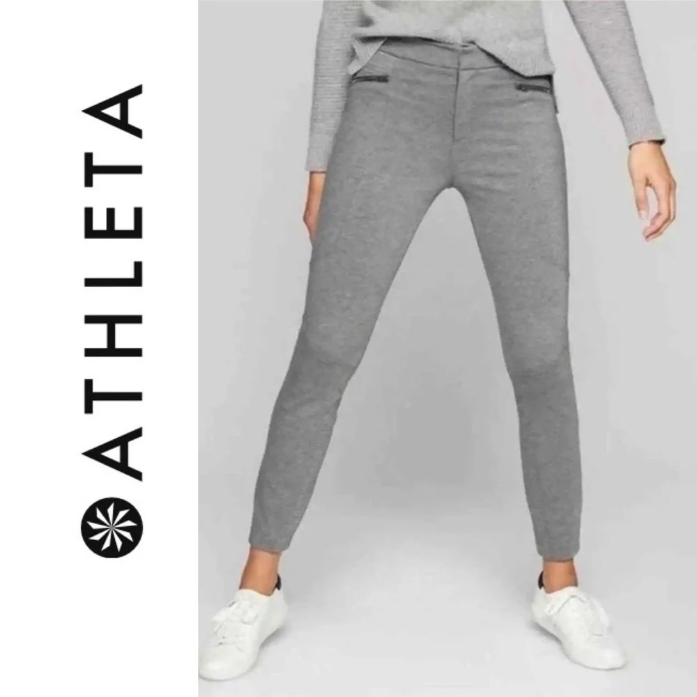Athleta Ponte Moto 2.0 Travel Pants Size 6 Snap Button Zip Stretch Zip Pockets